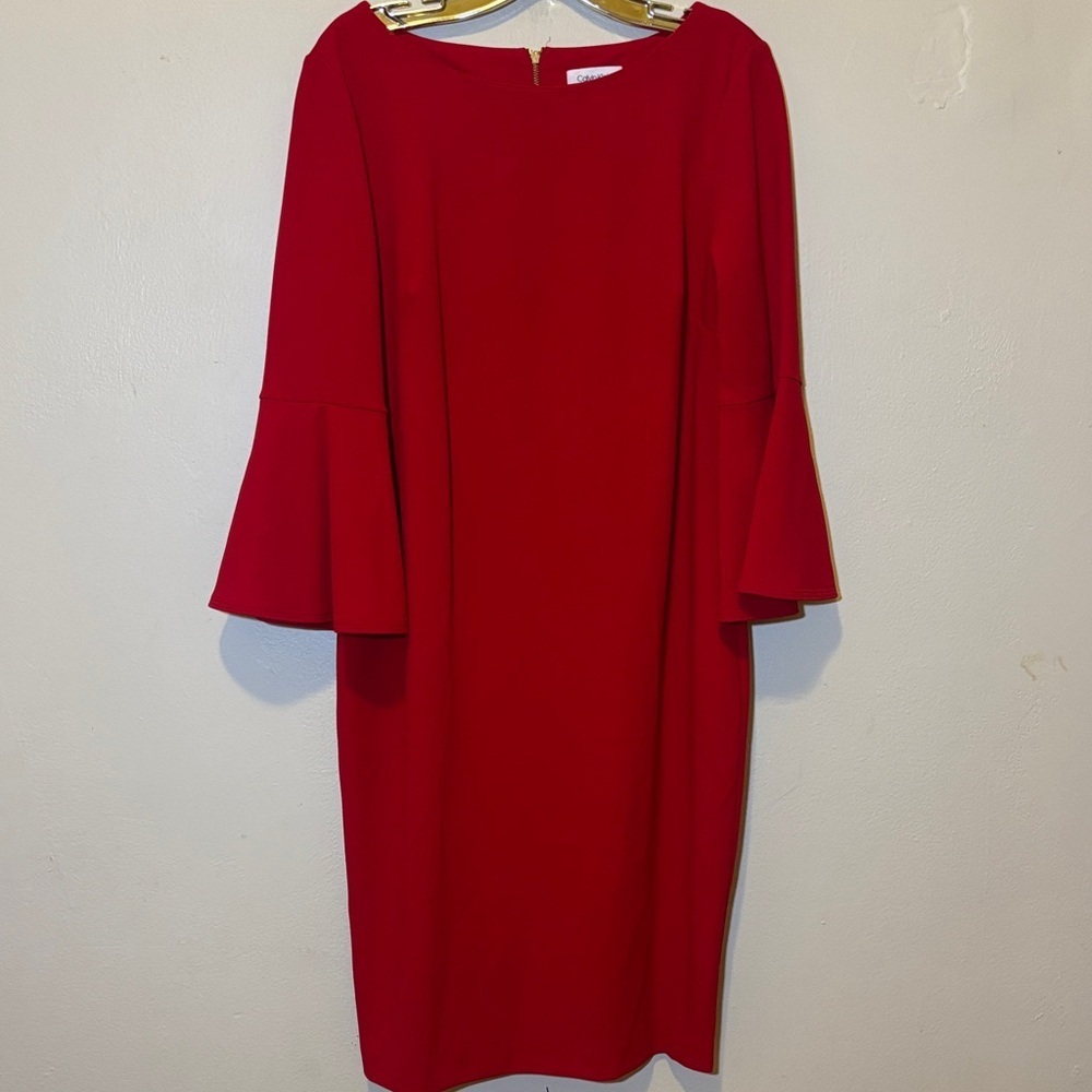 Calvin Klein Red Long Sleeve Dress